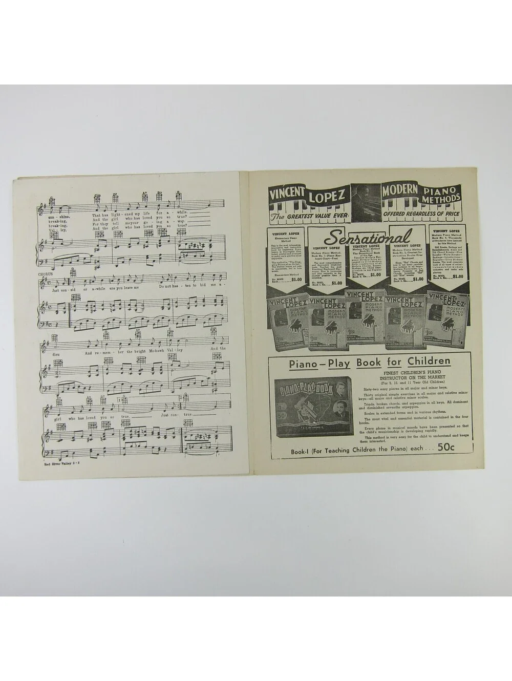 Sheet Music Red River Valley Western Film Lou Brees Guitar Ukelele Vintage 1935